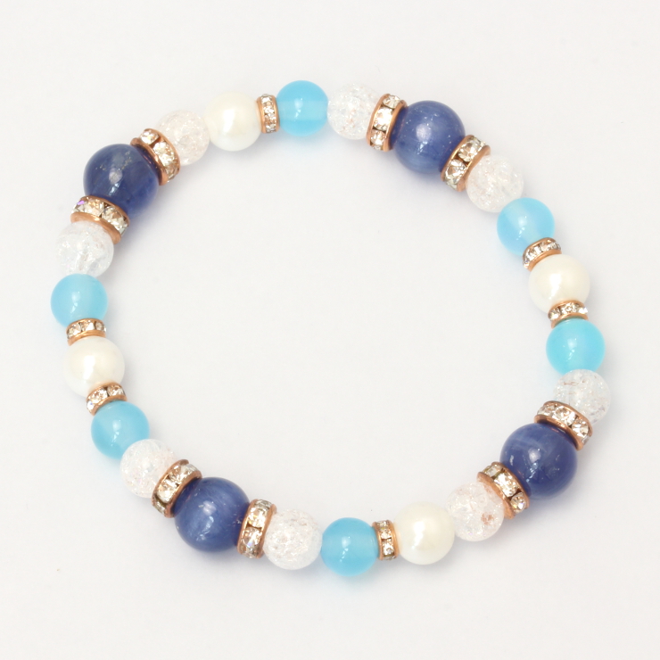 カイヤナイト・シーブルーカルセドニー デザインブレスレット
