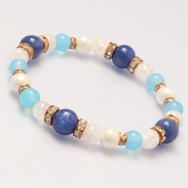 カイヤナイト・シーブルーカルセドニー デザインブレスレット