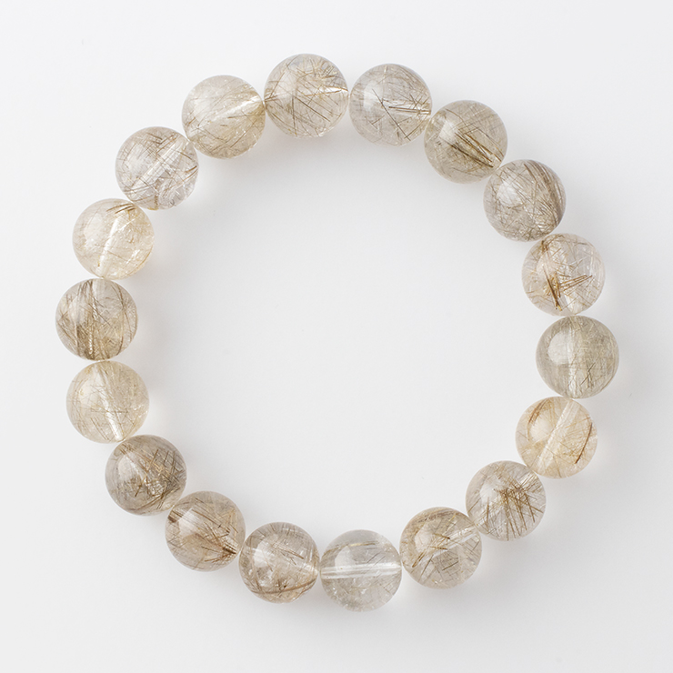 一点もの】シルバールチルクォーツ12mm シンプルブレスレット【鑑別書