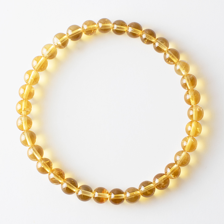 一点もの】シトリン6mm シンプルブレスレット【鑑別書付き