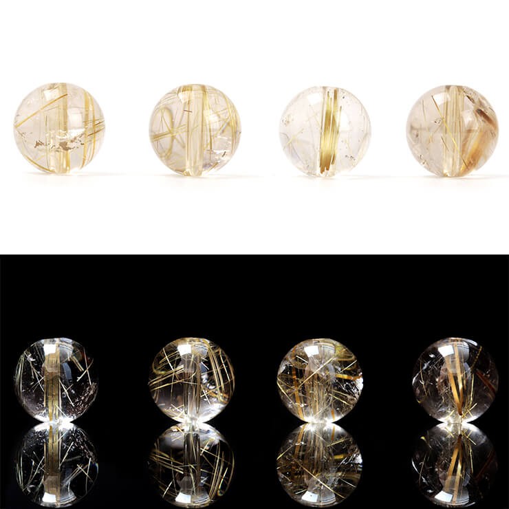 粒売り/バラ売り】ゴールドルチルクォーツ（クリア） 10mm : パスクル