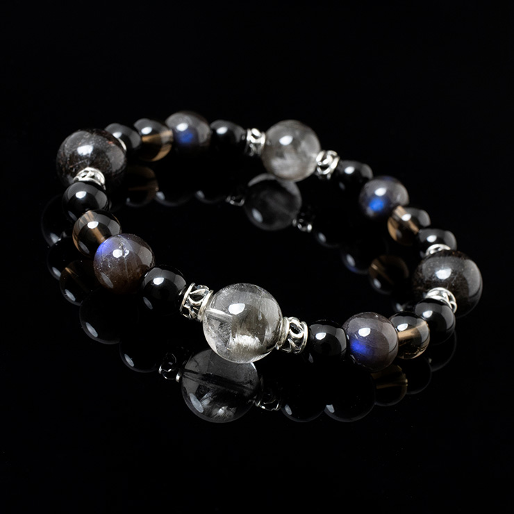 X.G 一点もの】プラチナルチル・ブラックルチル デザインブレスレット