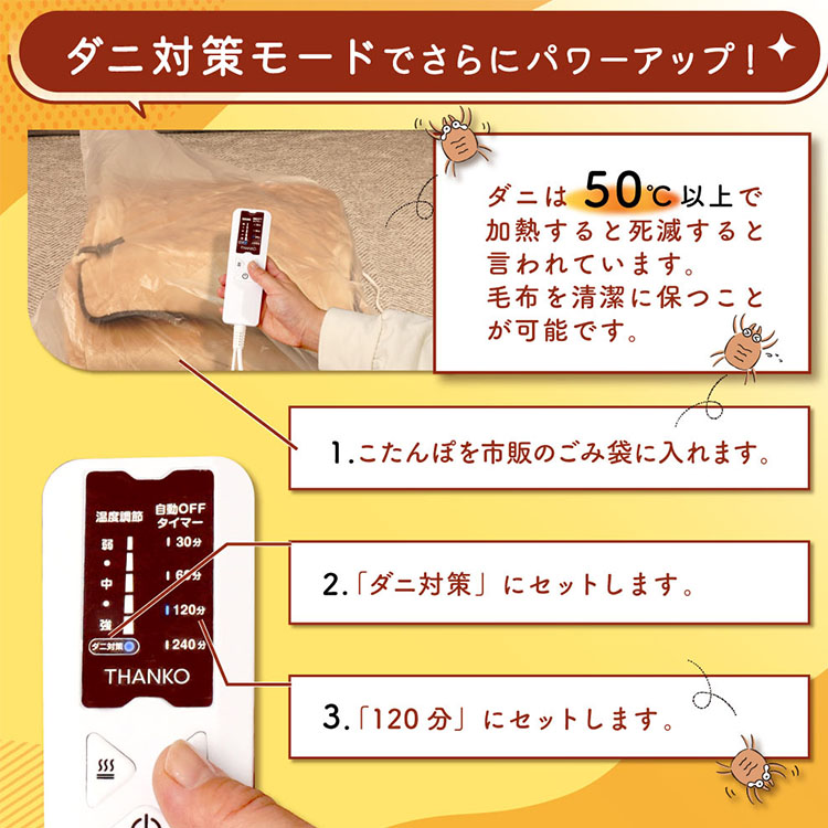 THANKO サンコー 着るこたつ こたんぽ ダニ対策モード付き KTTK25CBW