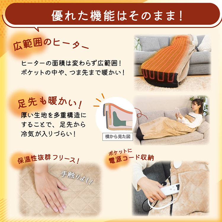 THANKO サンコー 着るこたつ こたんぽ ダニ対策モード付き KTTK25CBW