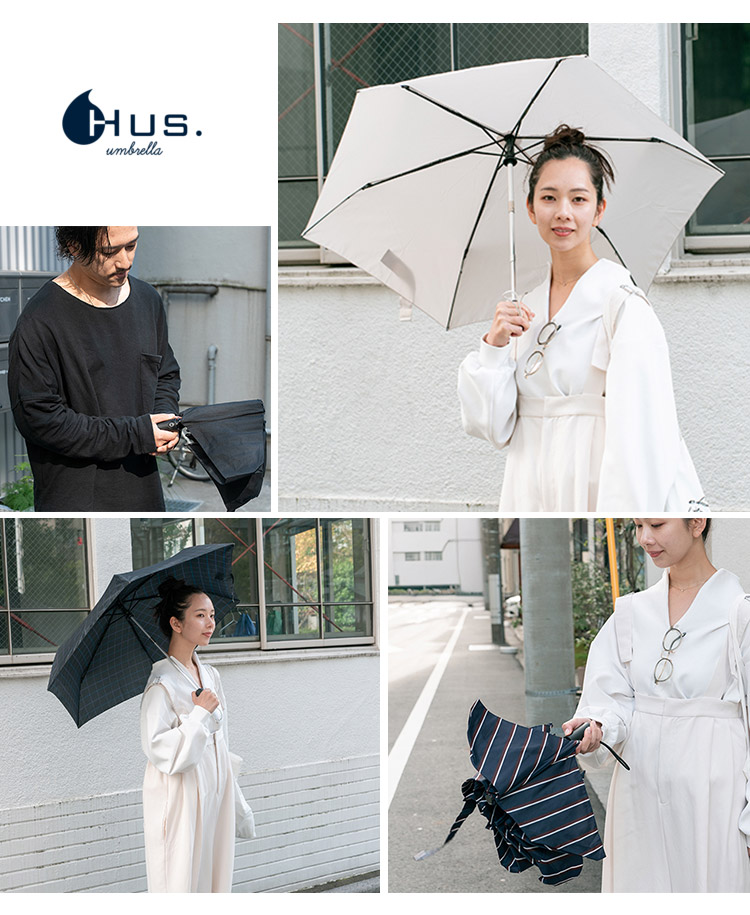 HUS. エスエーオーシー プラス 自動開閉 折りたたみ傘 晴雨兼用