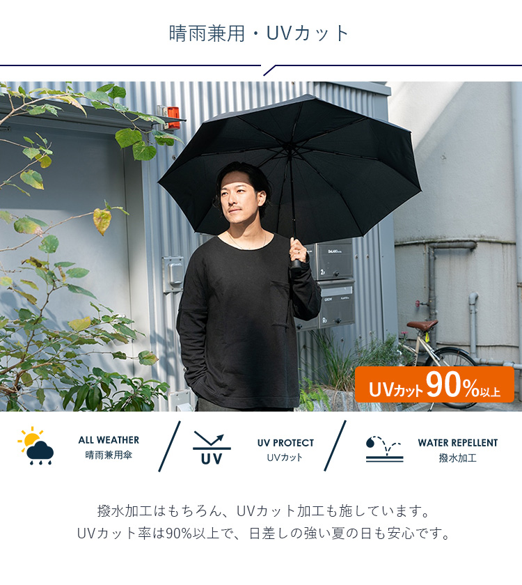 HUS. ライト 60 ウィズ ポケット 折りたたみ傘 晴雨兼用 Light with