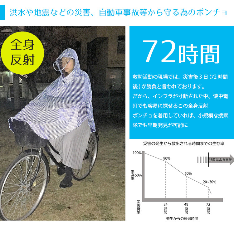 【超安い】 レインポンチョ 全身反射自転車用ポンチョ サイクルポンチョ その他