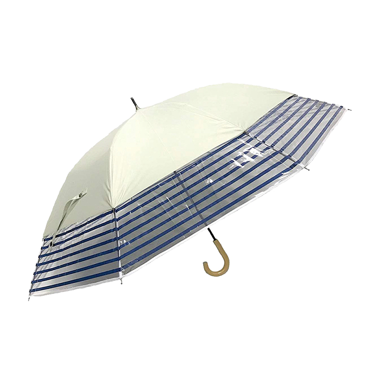 日傘 トランスフォーム傘 無地×裾ビニールボーダー 27027 ショートワイド傘 HYGGE
