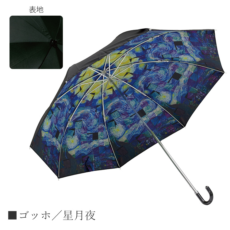 未使用 雨傘兼日傘アート風デザイン 白 緑 ピンク 名画 傘 アート ギフト 折りたたみ 晴雨兼用 日傘 uvカット 有名