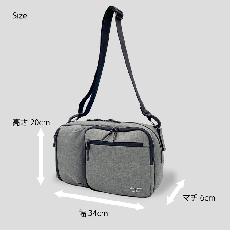 SQUALO WORKS シャンブレーポリエステル 2WAYショルダーバッグ