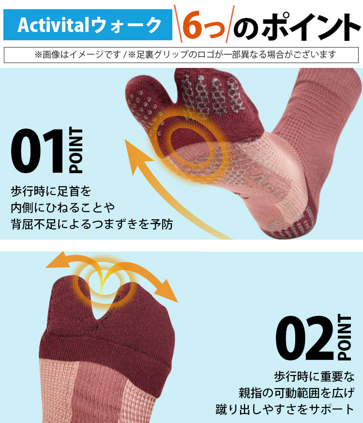 Activital walk 選べる3足セット ウォーキングソックス 外反母趾