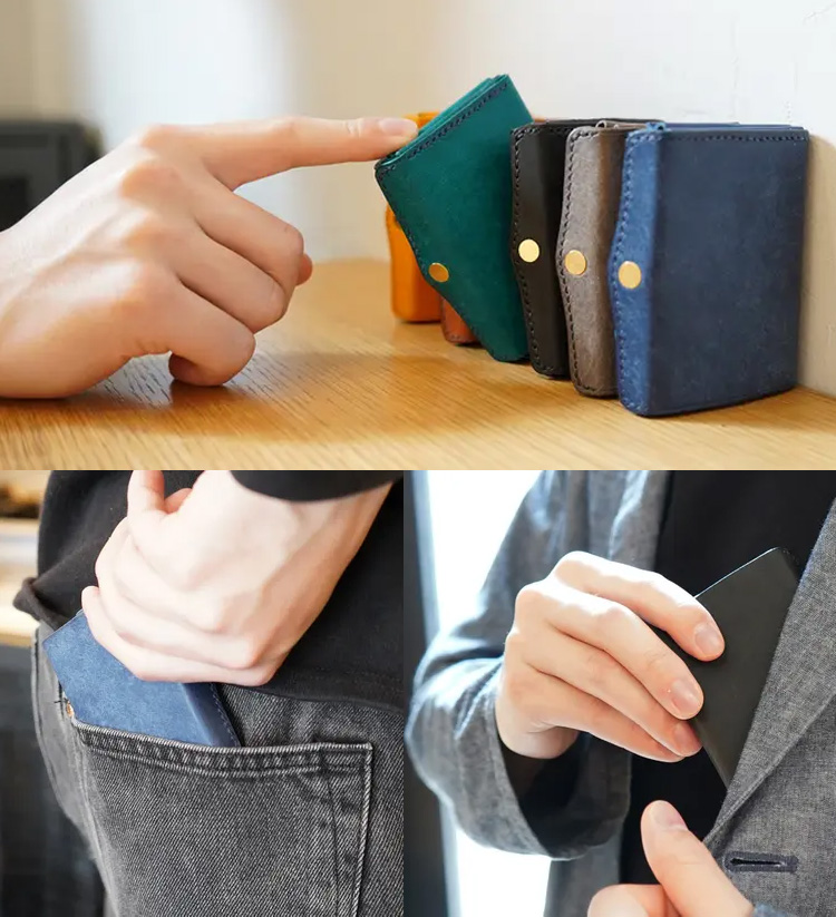 STUDIUM timik ティミック　ライトブラウン 圧倒的な携行性！カードサイズの極小三つ折り財布『timik ティミック』