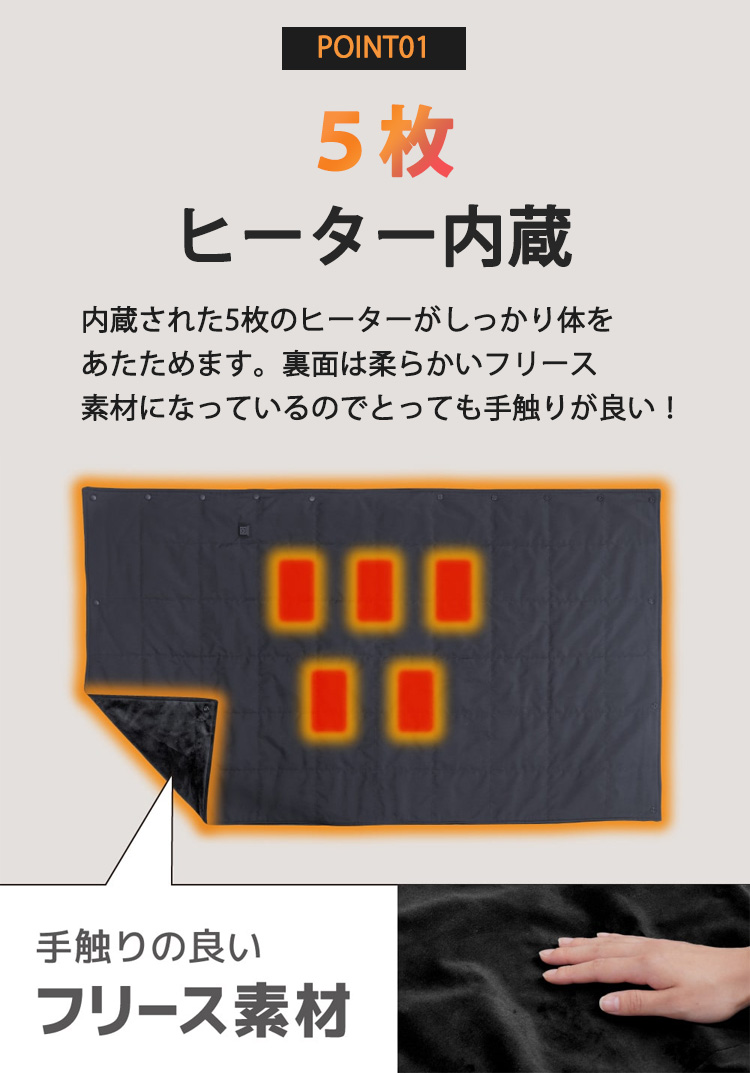 THANKO USBヒーター内蔵腰巻ブランケット ほかまる バッテリーセット