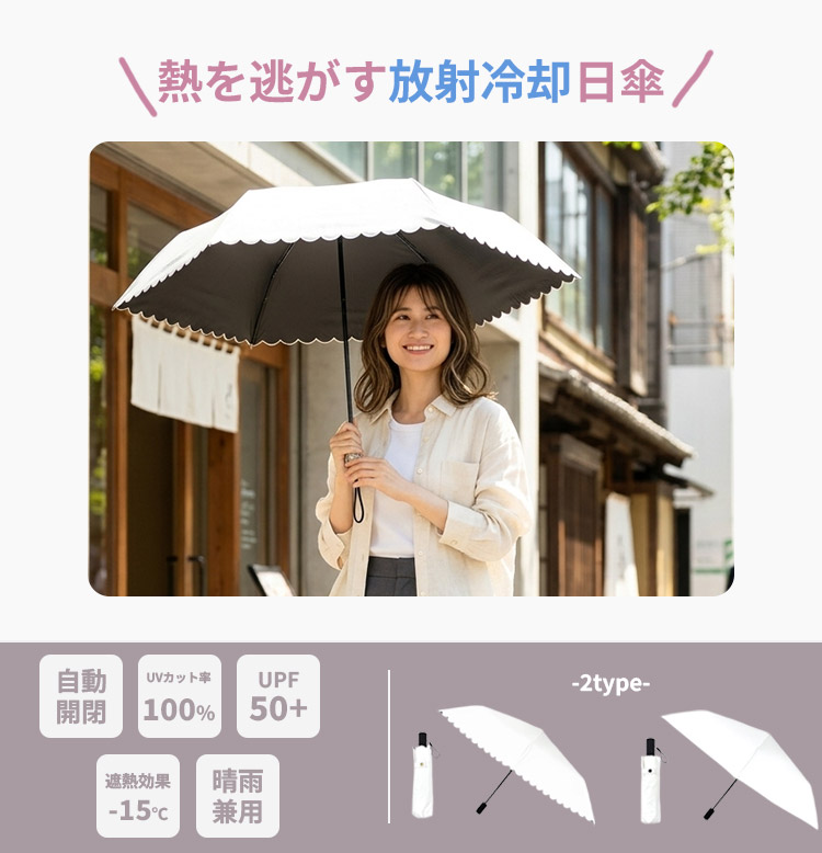 pink trick（ピンクトリック） 放射冷却 ミニ 自動開閉 傘 日傘 晴雨