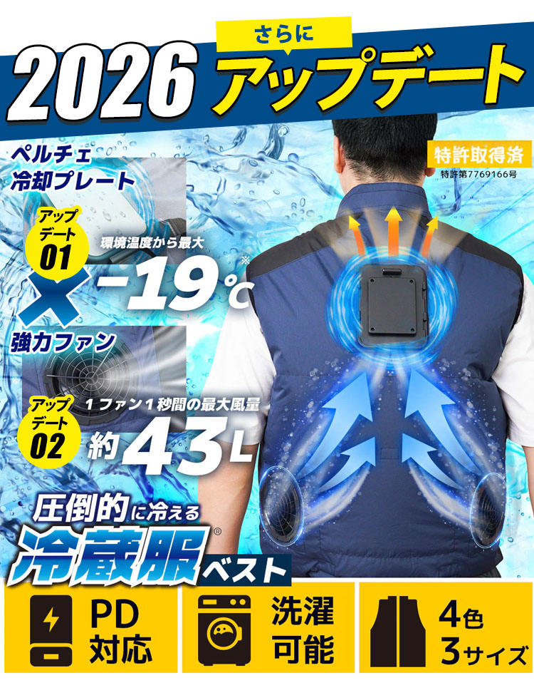 THANKO 保冷パック付 2026 サンコー 圧倒的に冷える冷蔵服 ベスト 冷蔵