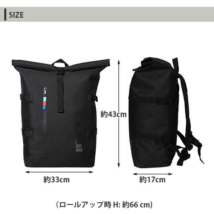 GOT BAG ロールタップ バッグパック 23〜30L 耐水 リュックサック 大容量 メンズ リュック 通勤 アウトドア キャンプ 軽量 A4 PC