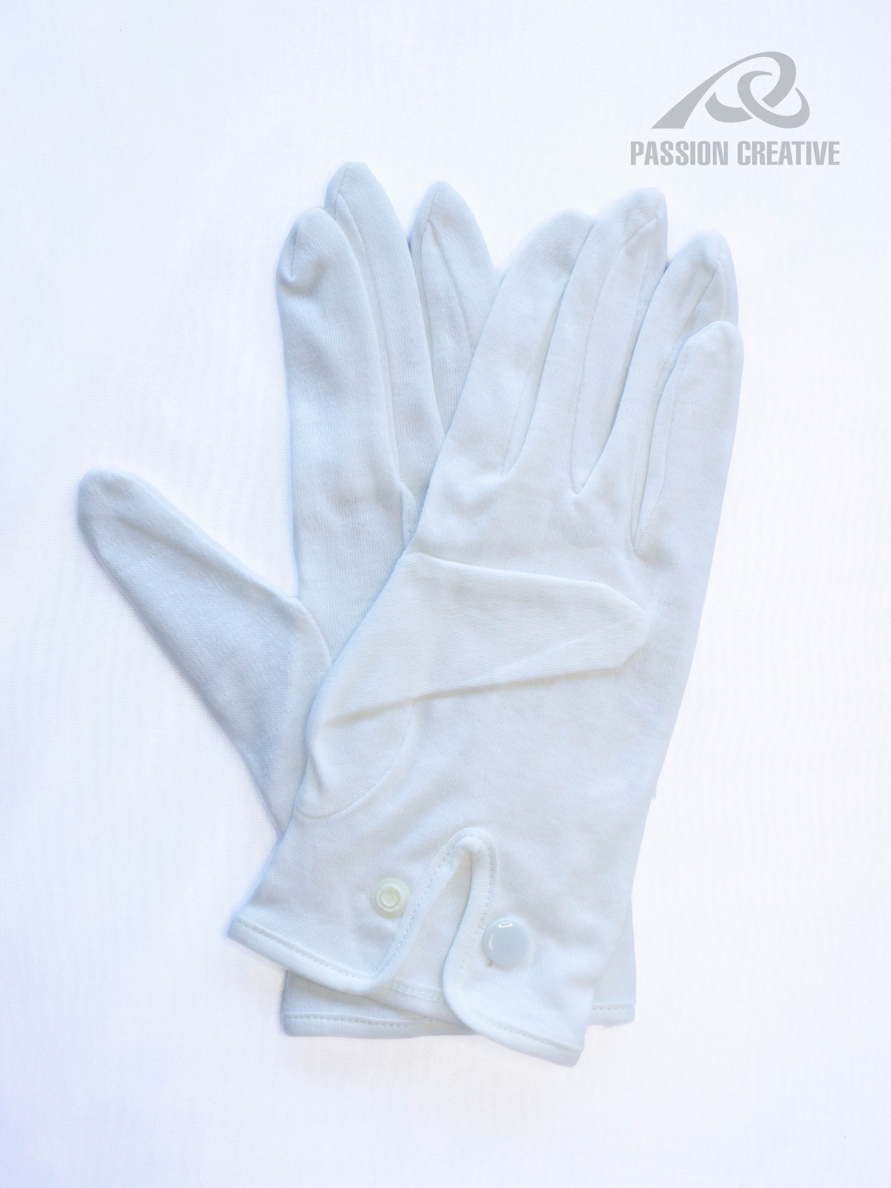 4005 綿スムス手袋 12双組 綿100％ マチ付き 三本飾り ホック付き