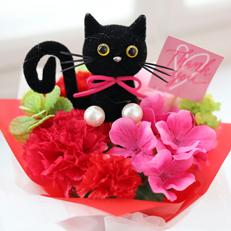 母の日 花 プレゼント カーネーション 母の日ギフト 2024 おしゃれ お花 黒猫 プードル かわいい 花束｜patty｜02