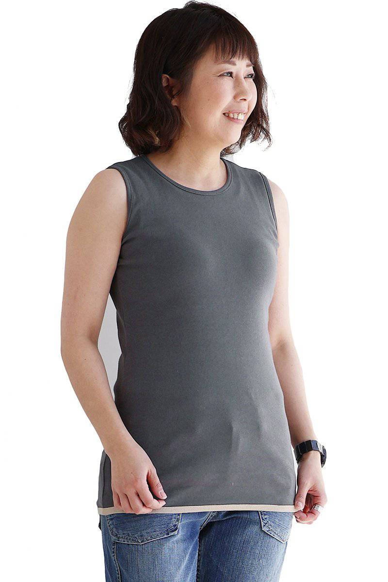 タンクトップ レディース 胸元 カバー ロング丈 インナー 綿100% コットン 大きいサイズ 肌着 下着 春 夏 秋 冬 パティ Souple スプル (メール便25) | PATY | 18