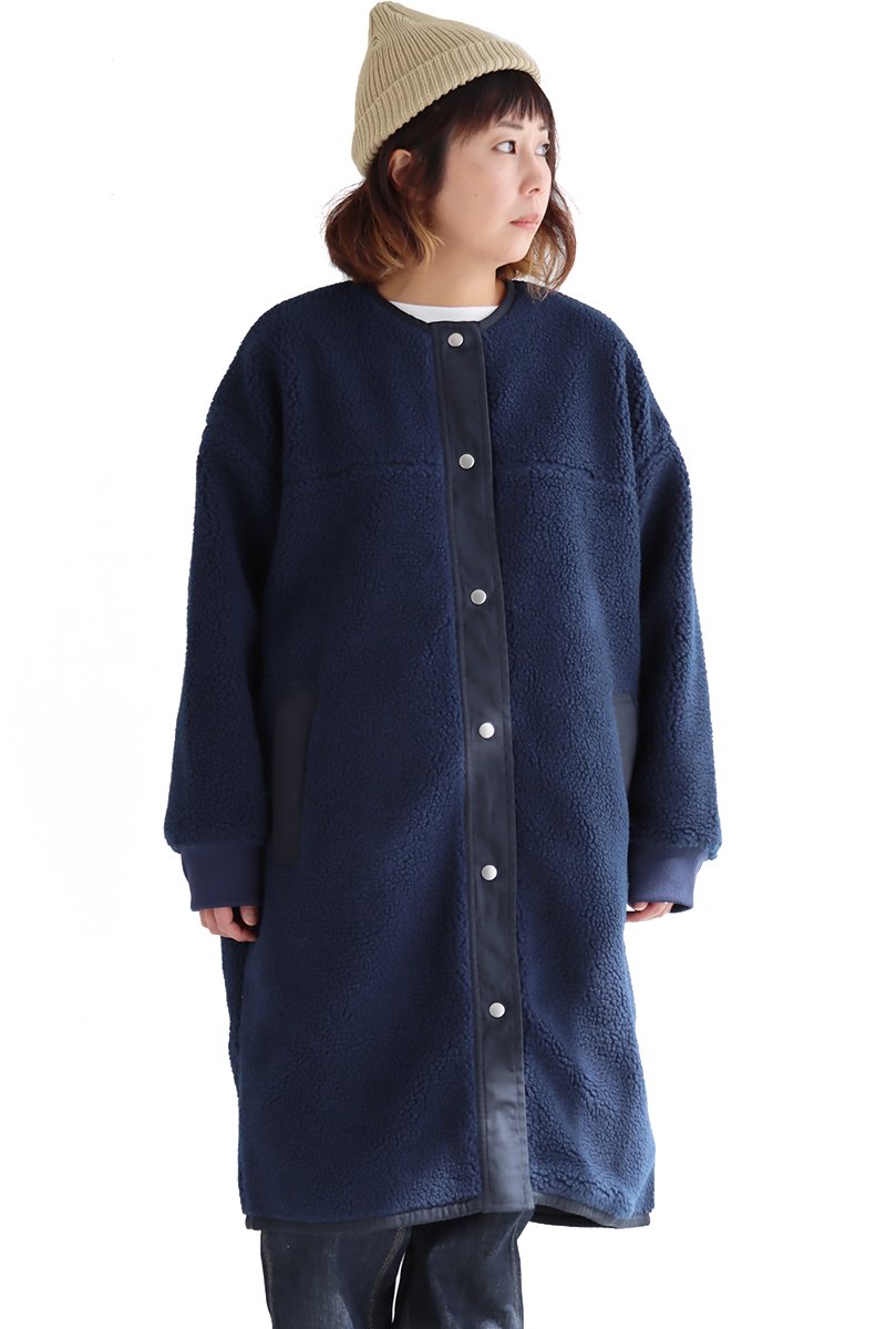 PATY コート レディース 秋 冬 ロング ひざ下 ノーカラー ボア