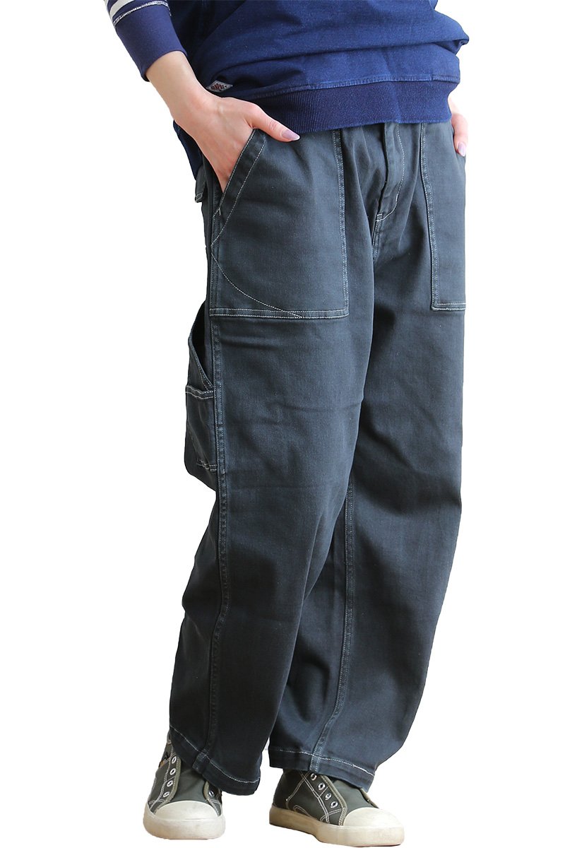 パンツ ワイド grn ウエストゴム ストレッチ ツイル ペインター メンズ レディース ワークパンツ 綿 超熱 ペインター
