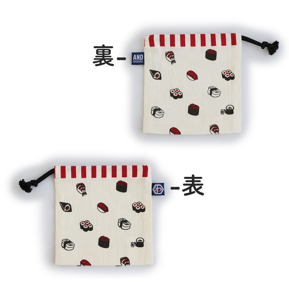 AND PACKABLE ポーチ 巾着 和柄 柄 総柄 プリント 小さい