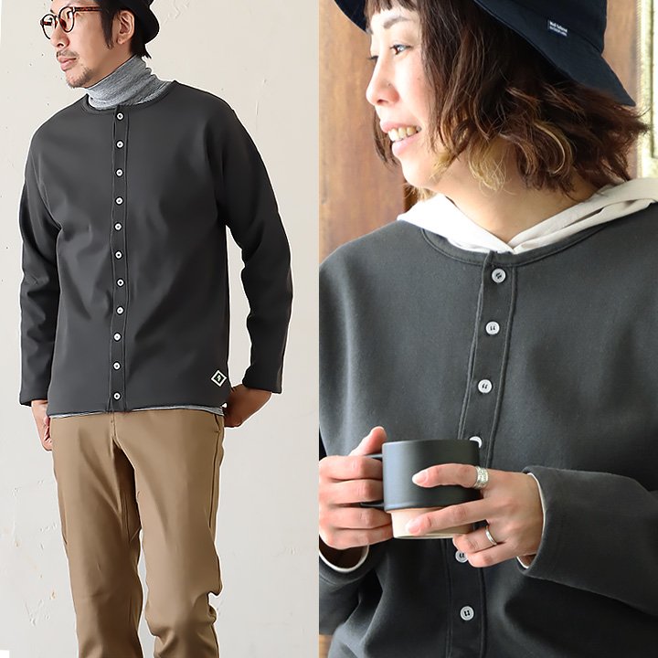 カーディガン レディース メンズ  暖かい 裏ボアフリース バスク カーデ 秋冬 九分袖 11連 多ボタン  SAIL | PATY | 01