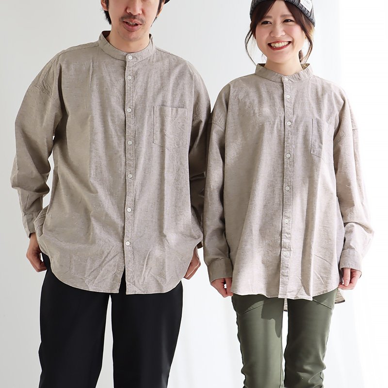 PATY スタンドカラー シャツ 長袖 メンズ レディース バンド
