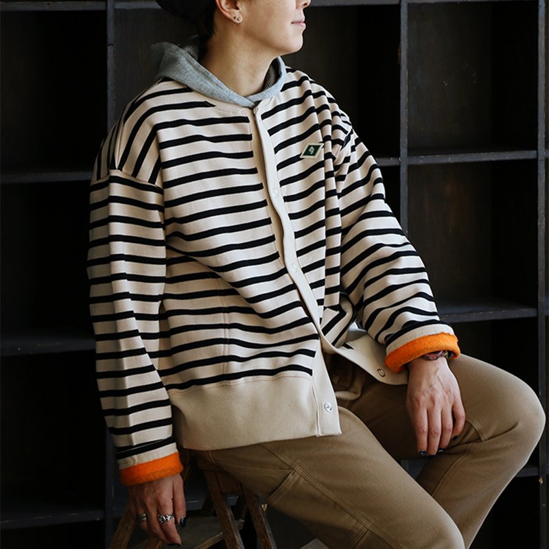 カーディガン レディース ゆったり 秋冬 厚手 スウェット スウェットカーデ 裏配色 裏起毛 長袖 裾リブ ボタン ポケット SAIL セイル | PATY | 02