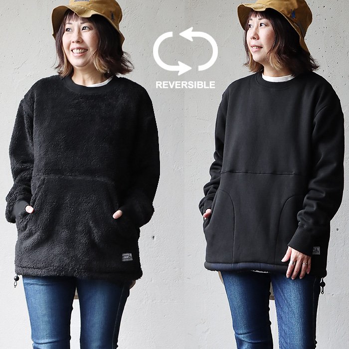 トレーナー メンズ レディース スウェット 長袖 裏起毛 裏ボア リバーシブル ラグラン リブ切り替え ポケット | PATY | 01