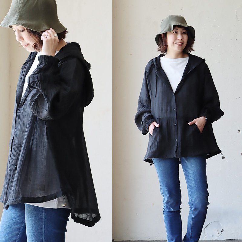 パーカー ブラウス 長袖 レディース 無地 薄手 涼しい 通気性 紫外線対策 夏 夏服 ゆったり 体型カバー 大きいサイズ PATY パティ | Lupilien | 01