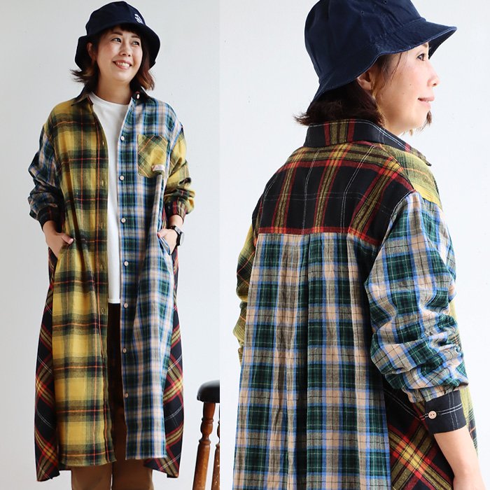 KRIFF MAYER PATY KRIFF MAYER クリフメイヤー ワンピース レディース シャツ 長袖 ロング シャツワンピ フランネル ネルシャツ クリフメイヤー パティー | PATY | 01