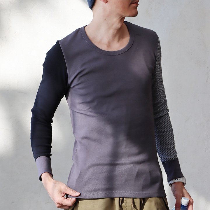 カットソー 長袖 ロングtシャツ レディース メンズ ストレッチ 綿100% コットン スリム フィット 重ね着 ロンT 大きいサイズ 秋 冬 PATY パティ (メール便50) | PATY | 06