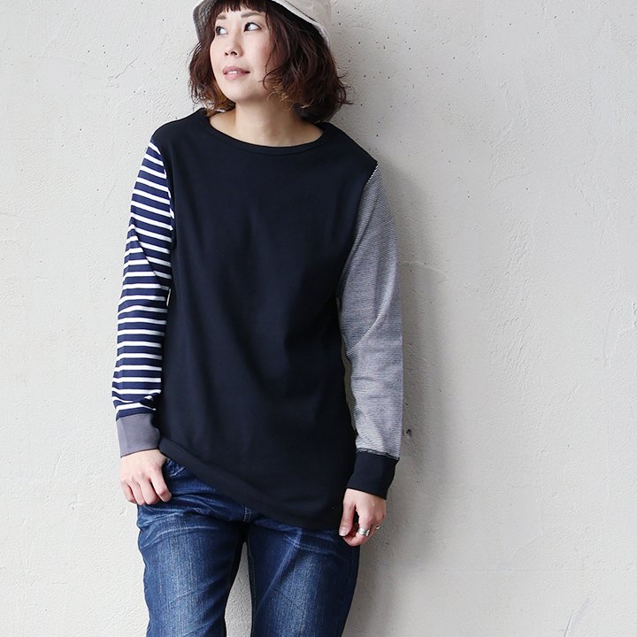 カットソー 長袖 ロングtシャツ レディース ボートネック 重ね着 スリム フィット ストレッチ 柔らかい 綿100% コットン PATY パティ | PATY | 01