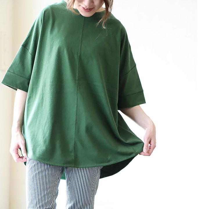 PATY Tシャツ 5分袖 チュニック レディース お尻隠れる 着痩せ
