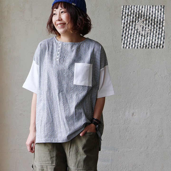 PATY ゆったり tシャツ レディース 春 夏 五分袖 ワイド アシメ