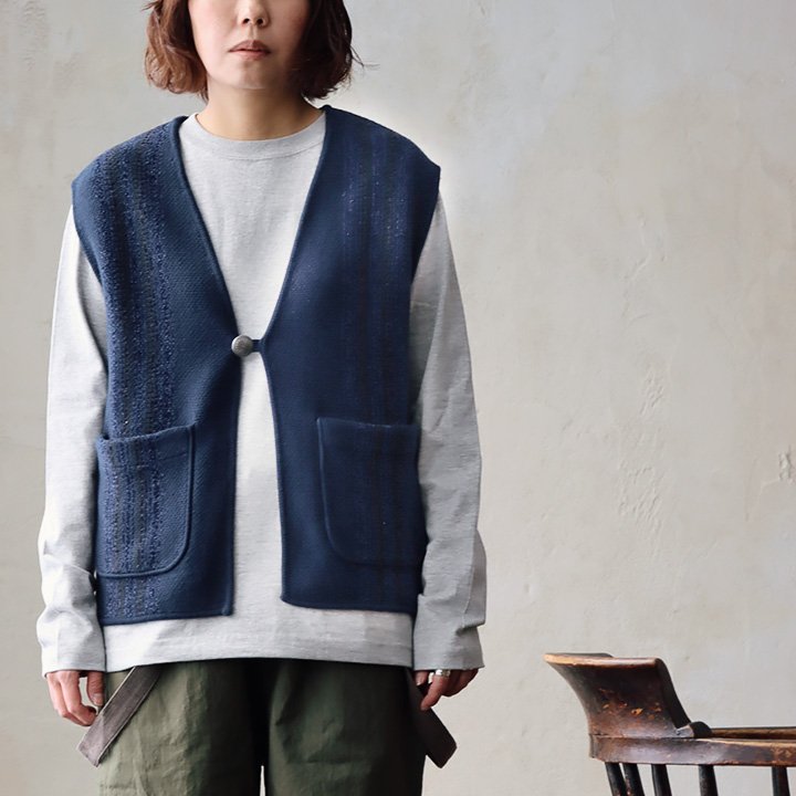 Johnbull ジョンブル ニットベスト ベスト メンズ レディース Vネック 重ね着 バルキー アクリル コットン 軽い 保温性 暖かい パティ | PATY | 01