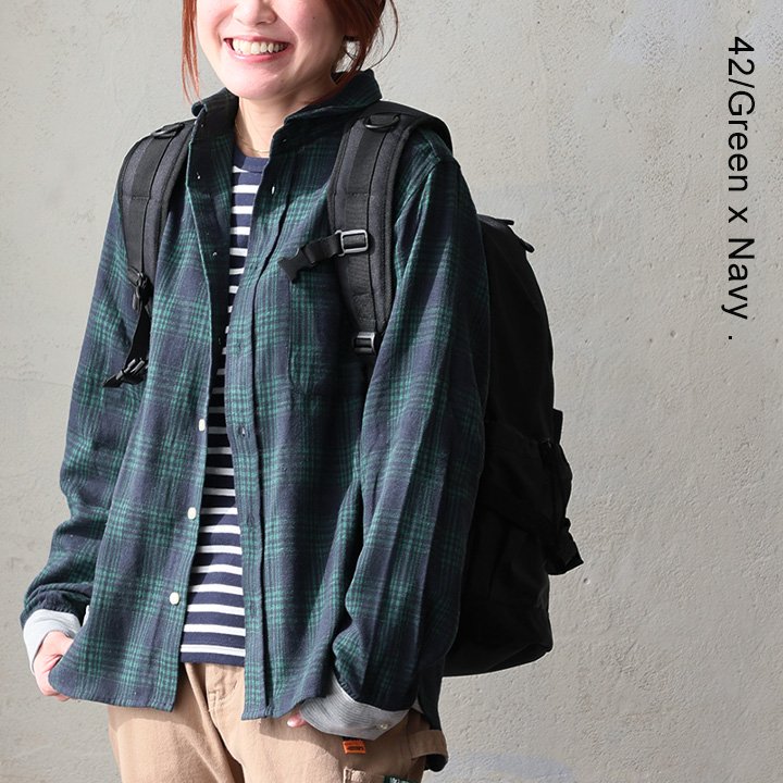 gym master ジムマスター シャツ 長袖 メンズ レディース 袖リブ チェック カジュアル バンドカラー ショールカラー 2WAY パティ | PATY | 03