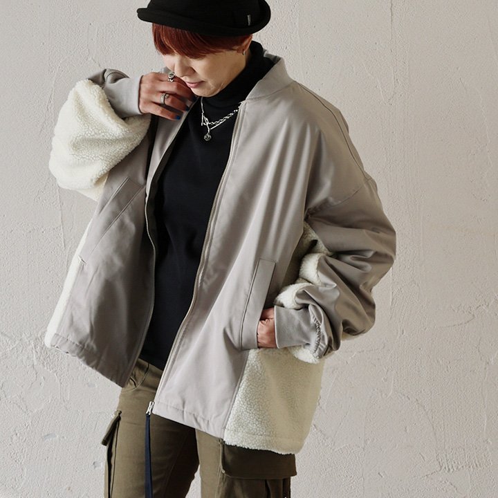 PATY MA-1 ジャケット 長袖 レディース 異素材切り替え ボア 中綿 軽い