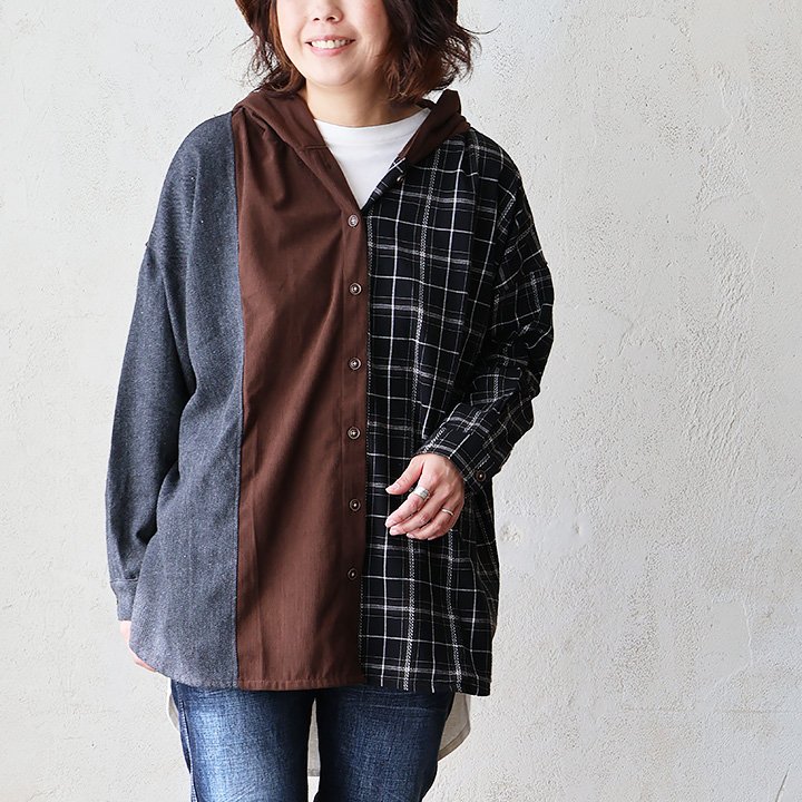 PATY シャツ シャツパーカー 長袖 レディース お尻隠れる 体型カバー