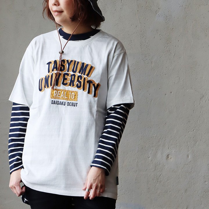 Ｔシャツ 半袖 メンズ レディース クルーネック イラスト ファブリックアート フェルト ロゴ 刺繍 米綿100 パティ (メール便50) | PATY | 03