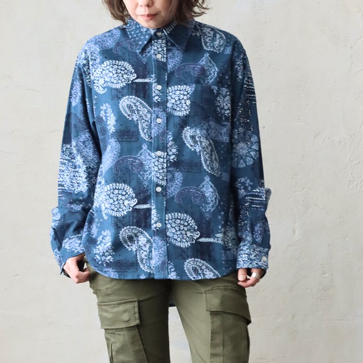 PATY シャツ 長袖 メンズ レディース 総柄 プリント フランネル 起毛