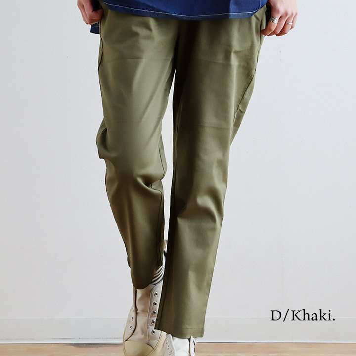 テーパードパンツ レディース コットン ツイル ストレッチ 無地 ハリ 動きやすい 伸縮性 ウエストゴム パティ COLORK カラック | PATY | 03
