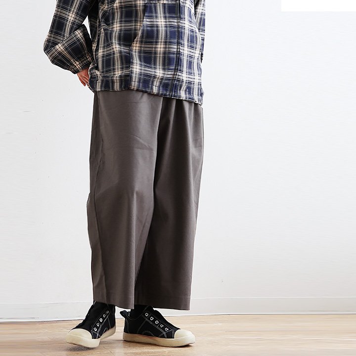 パンツ ワイドパンツ レディース 薄手 綿麻 無地 フリル ハリ しっかり生地 ウエストゴム ゆったり 体型カバー カジュアル パティ COLORK カラック | PATY | 03