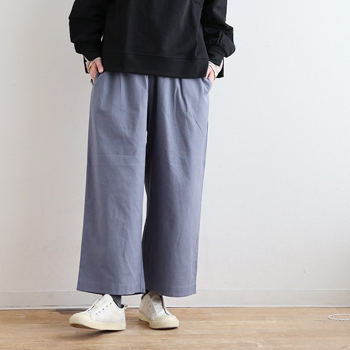 パンツ ワイドパンツ レディース 薄手 綿麻 無地 フリル ハリ しっかり生地 ウエストゴム ゆったり 体型カバー カジュアル パティ COLORK カラック | PATY | 07