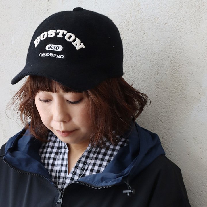 帽子 キャップ ベースボールキャップ メンズ レディース ウール ロゴ カレッジ 刺繍 真鍮 7パネル ショート ブリム カジュアル | PATY | 01