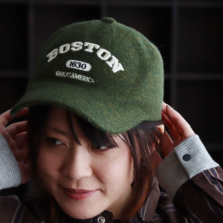 帽子 キャップ ベースボールキャップ メンズ レディース ウール ロゴ カレッジ 刺繍 真鍮 7パネル ショート ブリム カジュアル | PATY | 03