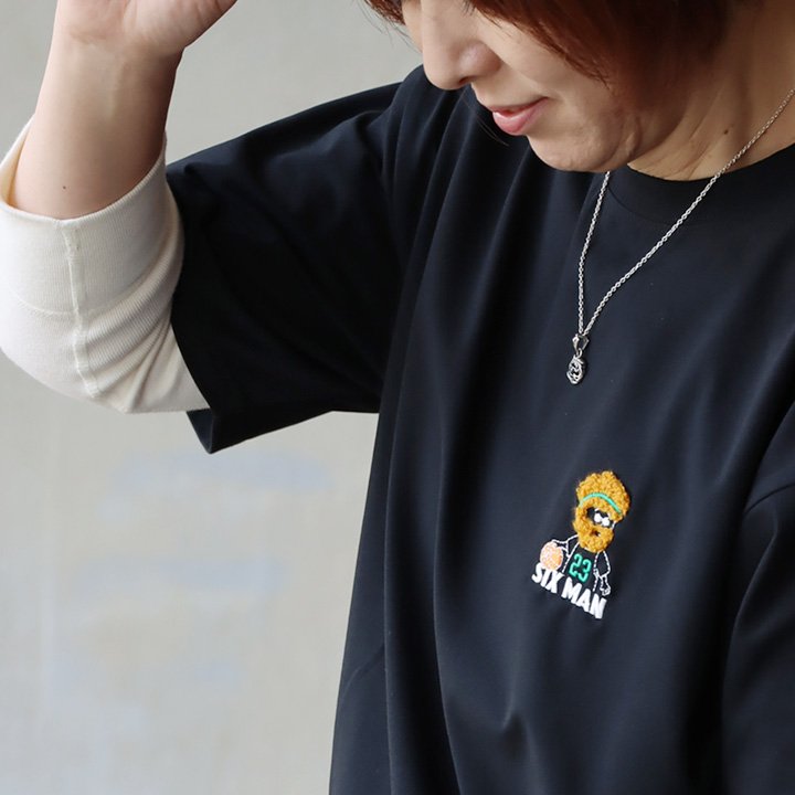 Tシャツ 半袖 メンズ レディース クルーネック おじさん サガラ刺繍 ワンポイント ポリエステル 接触冷感 UVカット 吸水速乾 抗ピリング 軽い (メール便50) | PATY | 01