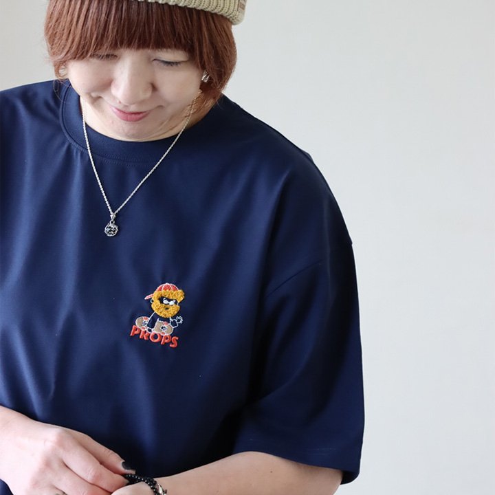 Tシャツ 半袖 メンズ レディース クルーネック おじさん サガラ刺繍 ワンポイント ポリエステル 接触冷感 UVカット 吸水速乾 抗ピリング 軽い (メール便50) | PATY | 03