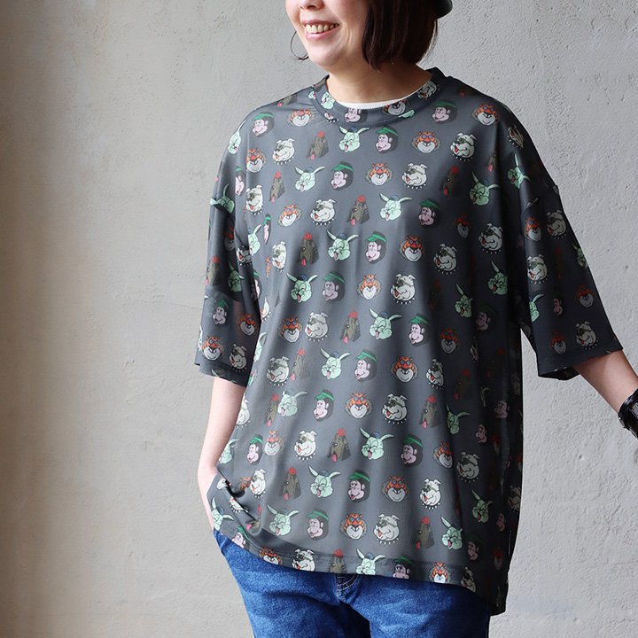 gym master ジムマスター Tシャツ 半袖 メンズ レディース クルーネック メッシュ 総柄 アニマル 薄手 涼しい 速乾 重ね着 カジュアル 夏 パティ (メール便50) | PATY | 01
